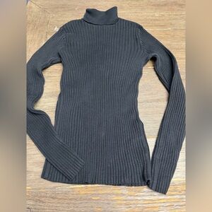 Jeanne Pierre Ribbed Long Sleeve Turtleneck Lightweight Black Size S